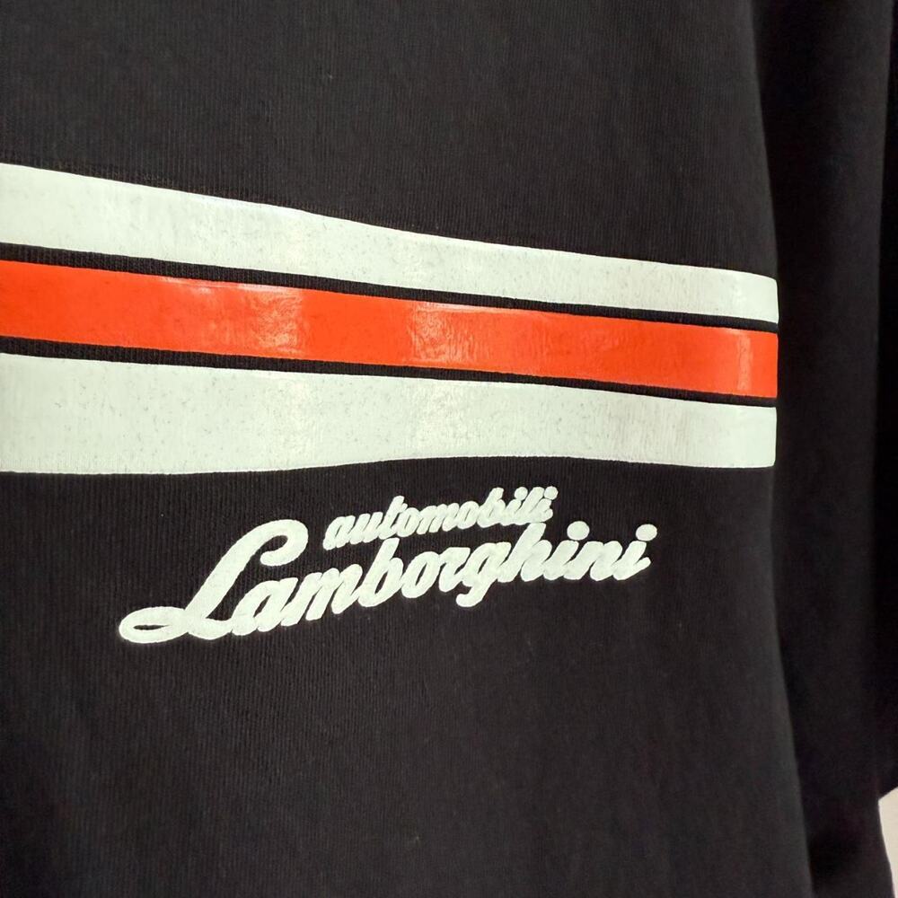 Automobili Lamborghini Stripe Logo Graphic Tee Black Size L